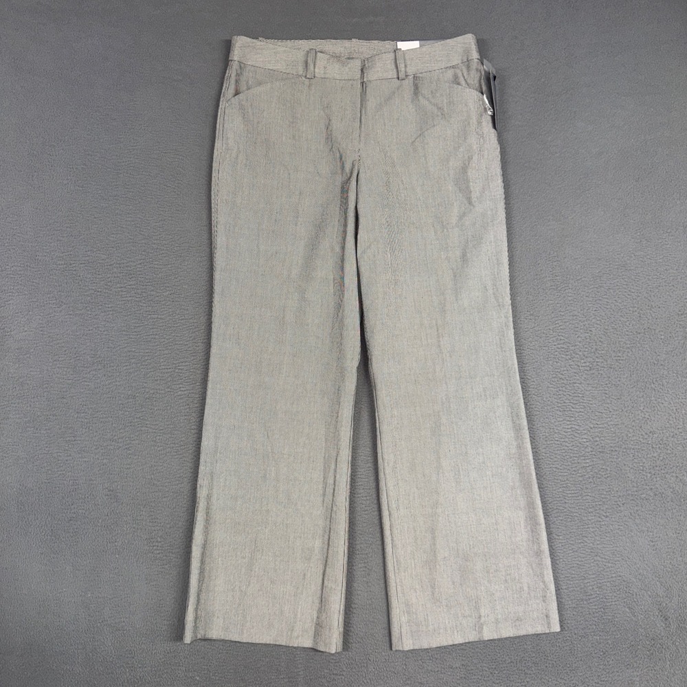 Worthington Pants Womens 12P Black White Stripe Modern Fit Trouser Leg NWT